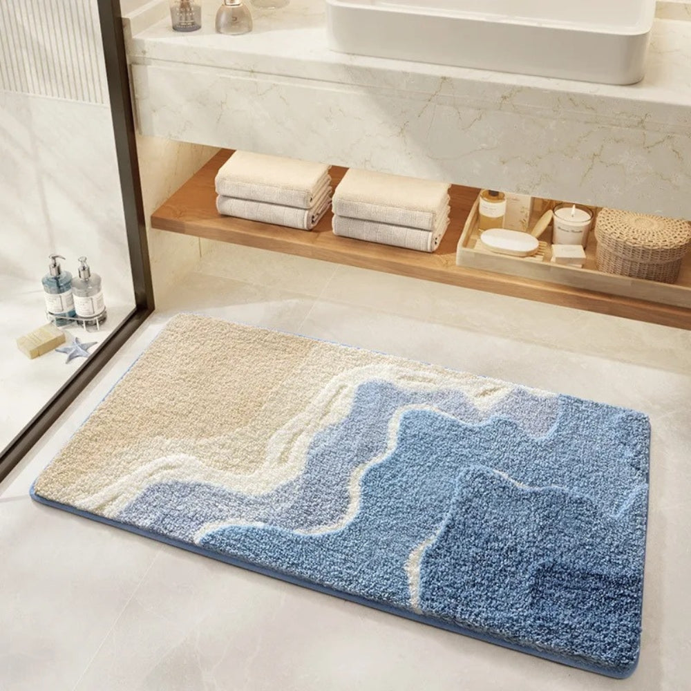 KüstenTraum: Rutschfeste Badematte im Strand Design – Weich, Saugfähig & Waschbar