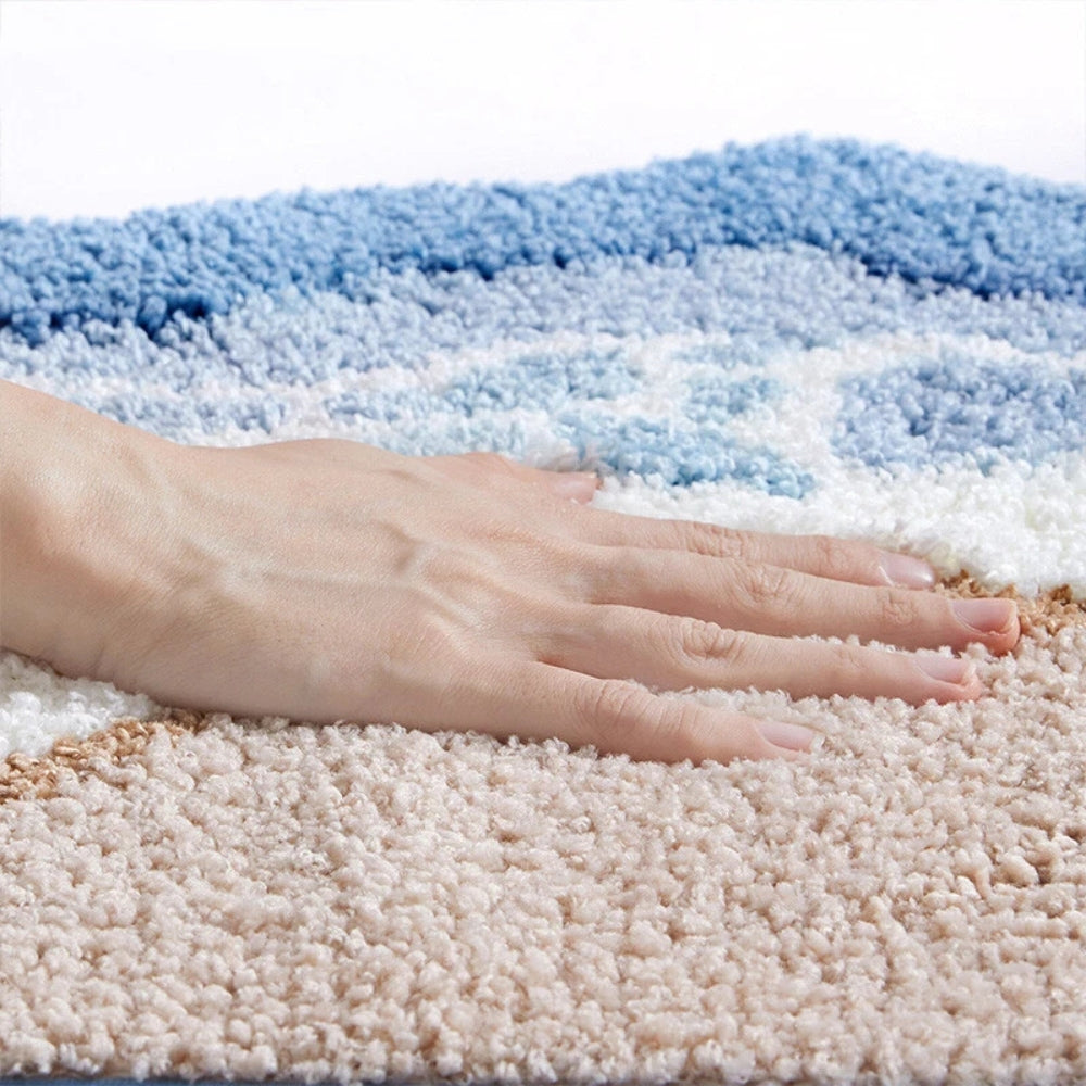 KüstenTraum: Rutschfeste Badematte im Strand Design – Weich, Saugfähig & Waschbar
