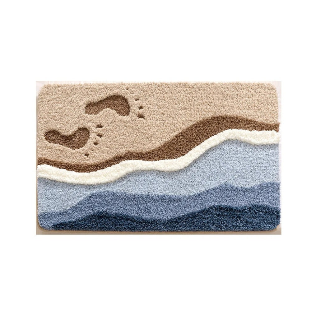 KüstenTraum: Rutschfeste Badematte im Strand Design – Weich, Saugfähig & Waschbar